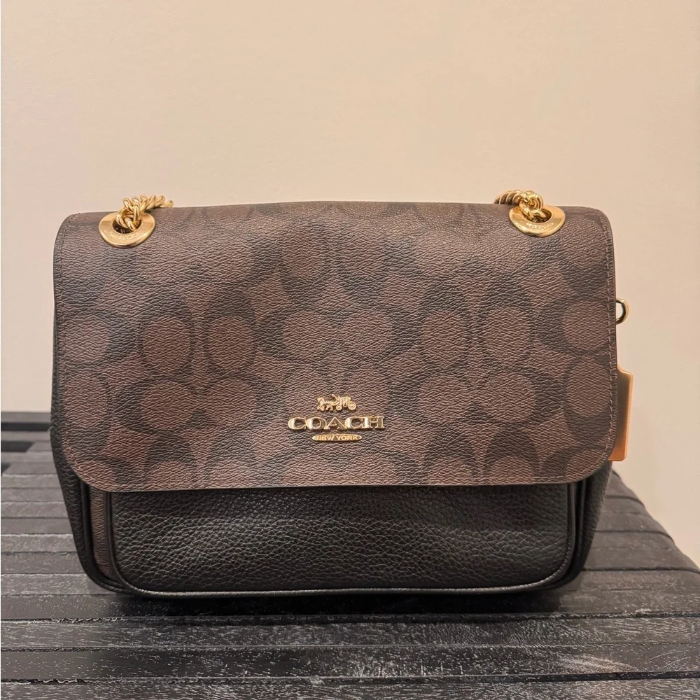Coach Elodie - Black and Brown Pebble Leather Crossbody Bag - Picture 2 of 15